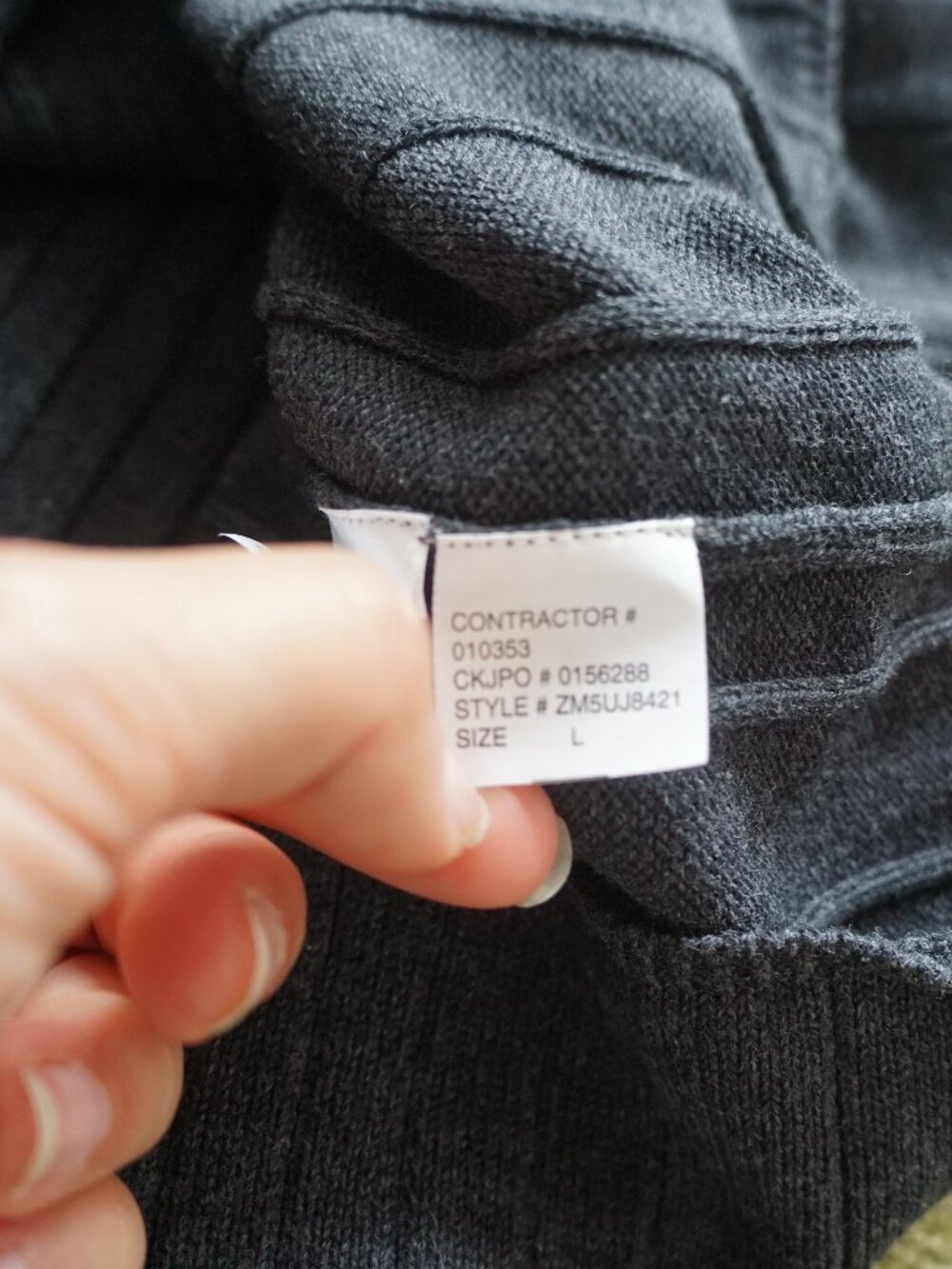 Vintage Calvin Klein Dark Gray 100% Cotton Turtleneck Sweater L - Picture 7 of 8